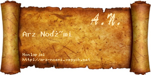 Arz Noémi névjegykártya